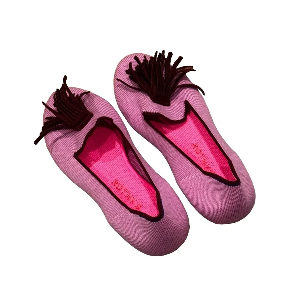 Rothy's The Merino Wool Tassel Slip On Loafer Flat Lavender Size W7 NWOB - Picture 5 of 8